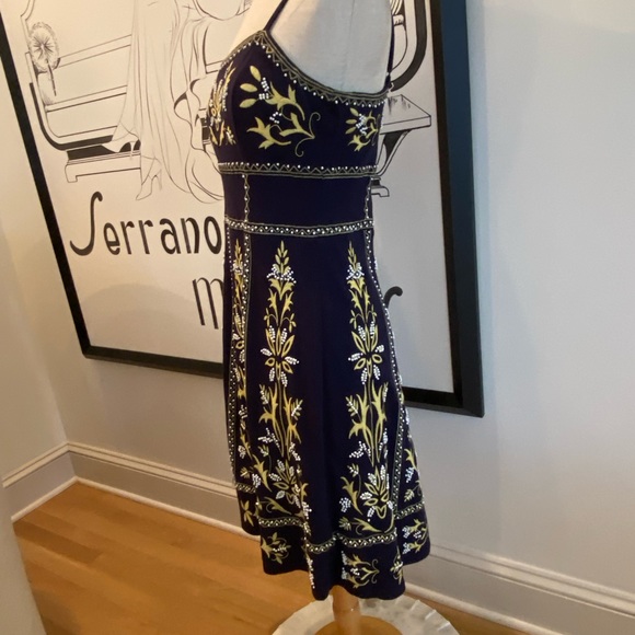 Inc International Concepts Navy Cotton Dress w Beading & Embroidery/ Size L - Picture 3 of 11